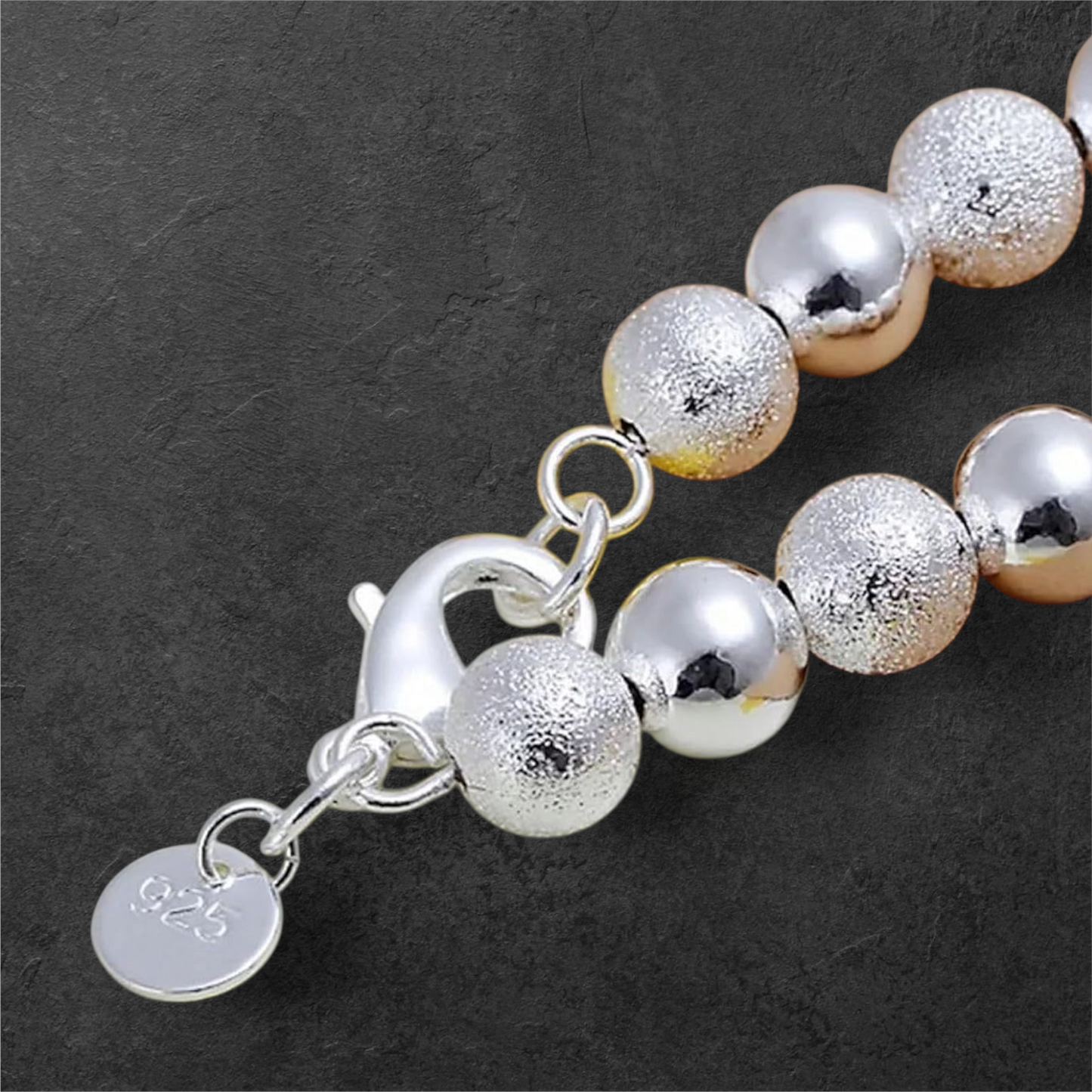 925 Sterling Silver Bracelet with 8mm Beads
