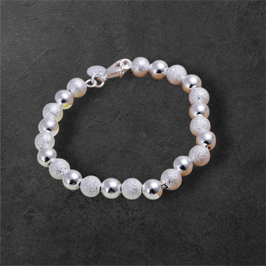 925 Sterling Silver Bracelet with 8mm Beads